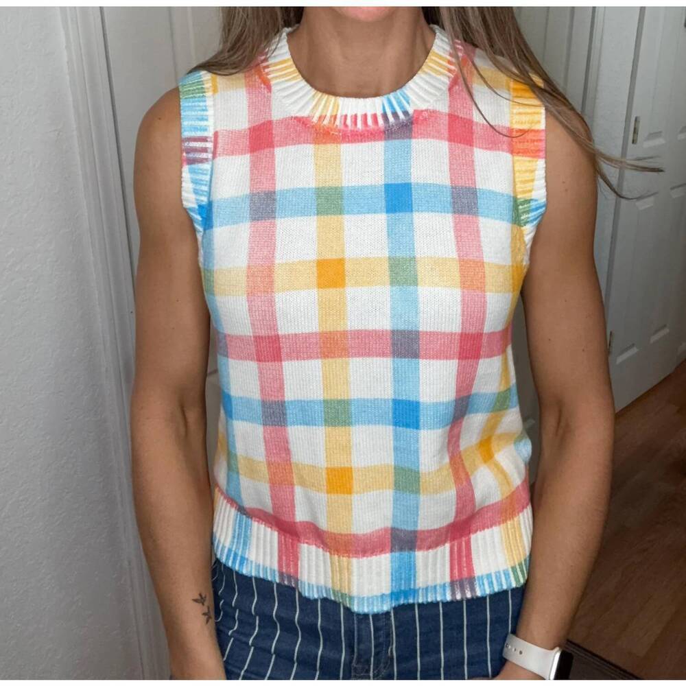 NEW ANNIEWEAR judith plaid sleeveless top in multi
